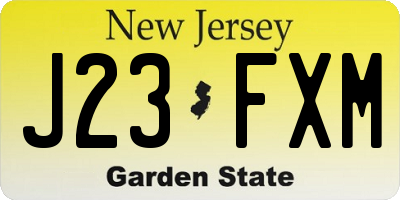 NJ license plate J23FXM