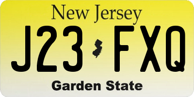 NJ license plate J23FXQ