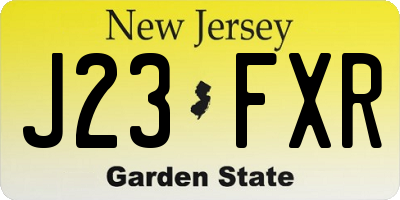 NJ license plate J23FXR