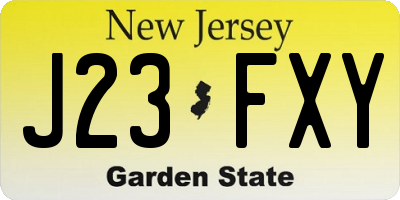 NJ license plate J23FXY