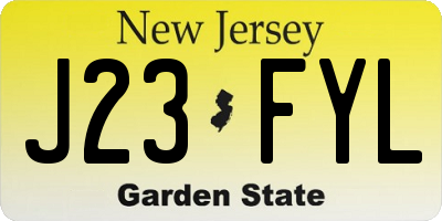 NJ license plate J23FYL