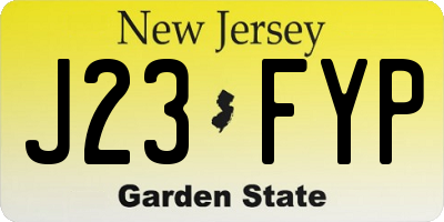 NJ license plate J23FYP