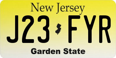 NJ license plate J23FYR