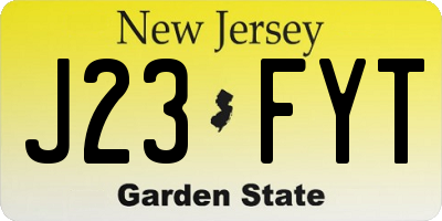 NJ license plate J23FYT