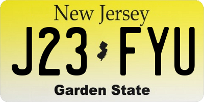 NJ license plate J23FYU