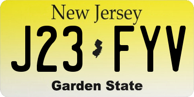 NJ license plate J23FYV