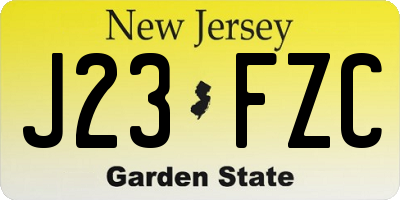 NJ license plate J23FZC