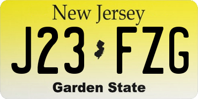 NJ license plate J23FZG