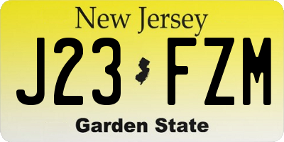 NJ license plate J23FZM