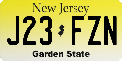 NJ license plate J23FZN