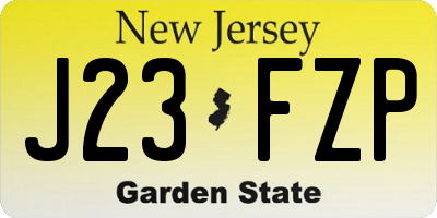 NJ license plate J23FZP