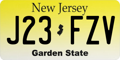 NJ license plate J23FZV
