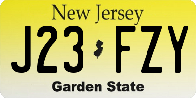 NJ license plate J23FZY