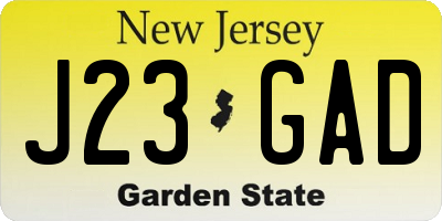NJ license plate J23GAD