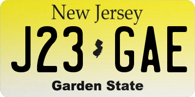 NJ license plate J23GAE