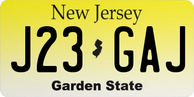 NJ license plate J23GAJ