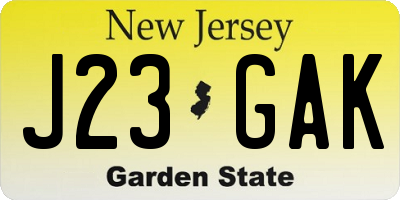 NJ license plate J23GAK