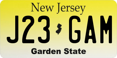 NJ license plate J23GAM
