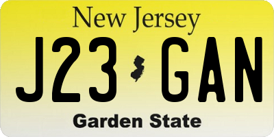 NJ license plate J23GAN