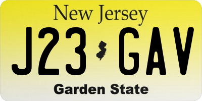 NJ license plate J23GAV