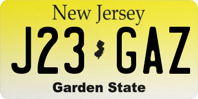 NJ license plate J23GAZ