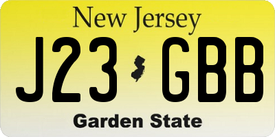 NJ license plate J23GBB