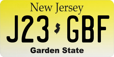 NJ license plate J23GBF