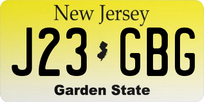 NJ license plate J23GBG