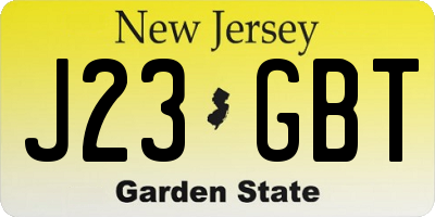 NJ license plate J23GBT