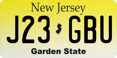 NJ license plate J23GBU