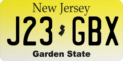 NJ license plate J23GBX