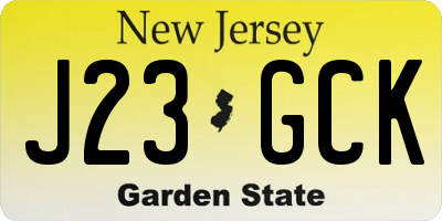 NJ license plate J23GCK