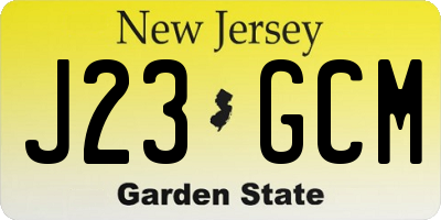 NJ license plate J23GCM
