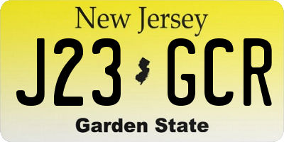 NJ license plate J23GCR