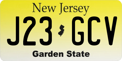 NJ license plate J23GCV