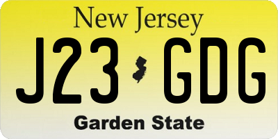 NJ license plate J23GDG