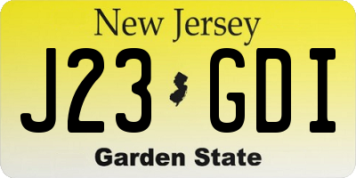 NJ license plate J23GDI