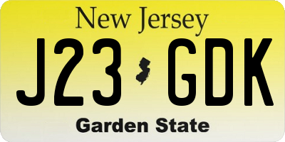 NJ license plate J23GDK