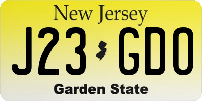 NJ license plate J23GDO