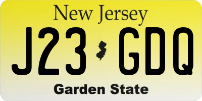 NJ license plate J23GDQ