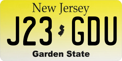 NJ license plate J23GDU