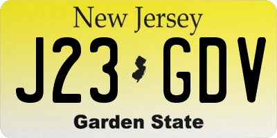 NJ license plate J23GDV