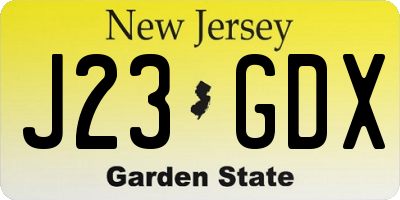 NJ license plate J23GDX