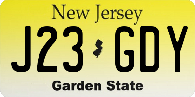 NJ license plate J23GDY