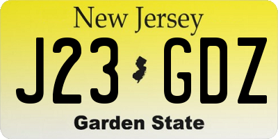 NJ license plate J23GDZ