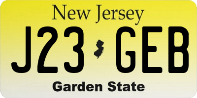 NJ license plate J23GEB