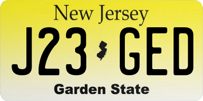 NJ license plate J23GED