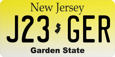 NJ license plate J23GER