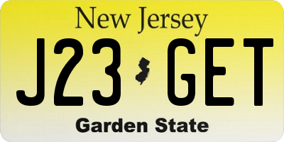 NJ license plate J23GET