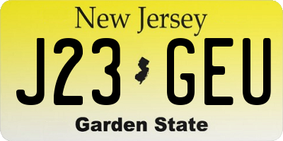 NJ license plate J23GEU